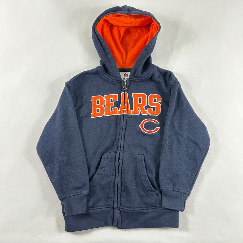 NFL Team Apparel Chicago Bears Kids 4/5‎ XS Navy Blue Full Zip Hoodie Sweatshirt